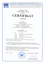 Certifikát Technický a zkušební ústav stavební Praha s. p. - Tříděná zemina a Kamenivo z tříděné zeminy